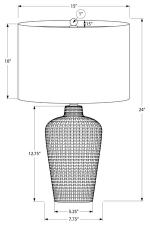 Lampe de table en céramique noire texturée 24 po.