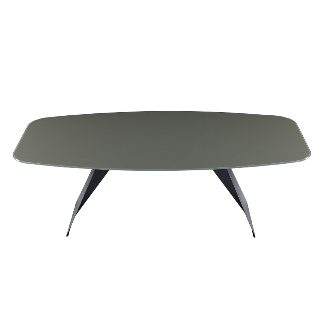Table de salle à manger rectangulaire avec contour arrondi en verre - Hugo