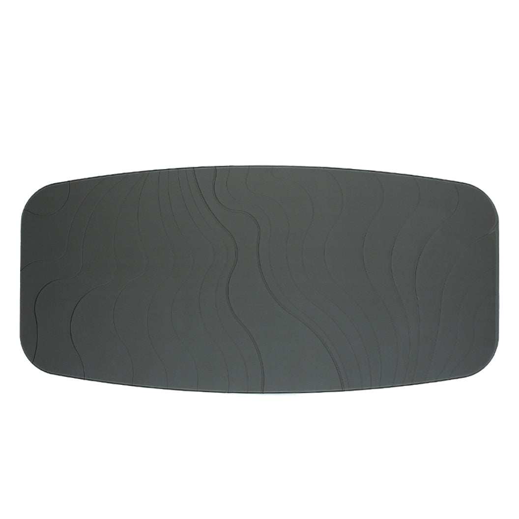 Table de salle à manger rectangulaire avec contour arrondi en verre et en bois - Luciano