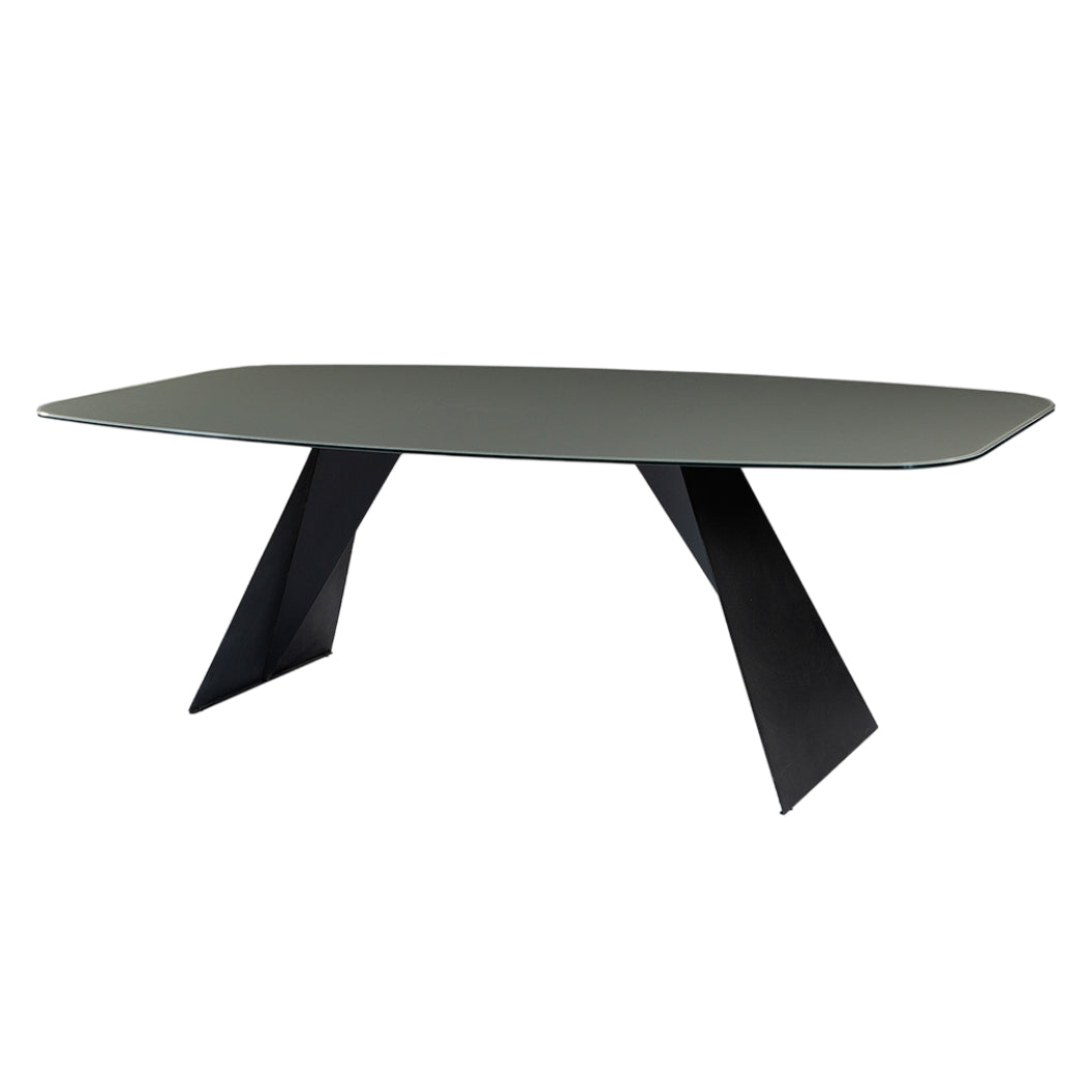 Table de salle à manger rectangulaire avec contour arrondi en verre - Hugo