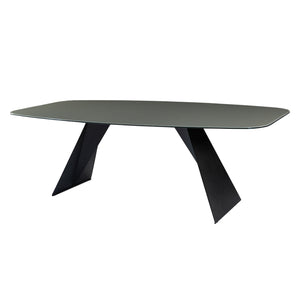 Table de salle à manger rectangulaire avec contour arrondi en verre - Hugo