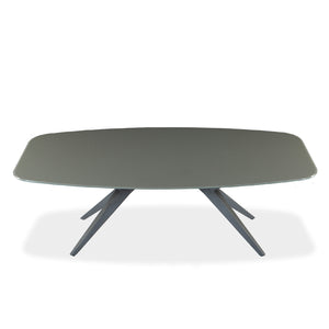 Table de salle à manger rectangulaire avec contour arrondi en verre et métal - Jack