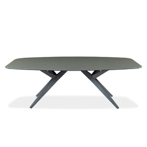 Table de salle à manger rectangulaire avec contour arrondi en verre et métal - Jack