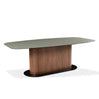 Table de salle à manger rectangulaire avec contour arrondi en verre et en bois - Luciano