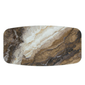 Table de salle à manger rectangulaire avec contour arrondi en verre et en bois - Luciano