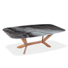 Table de salle à manger rectangulaire avec contour arrondi en verre et bois noyer - Samuel