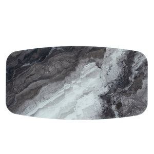 Table de salle à manger rectangulaire avec contour arrondi en verre et bois noyer - Samuel