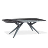 Table de salle à manger rectangulaire avec contour arrondi en verre et métal - Jack