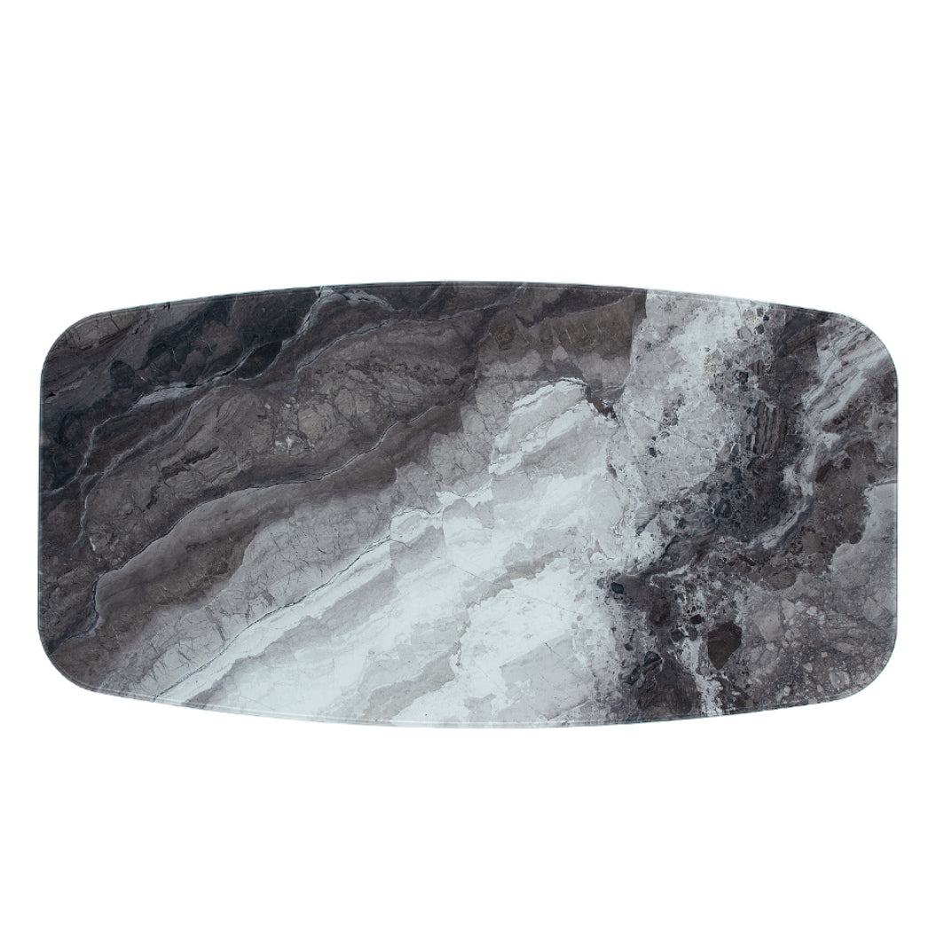 Table de salle à manger rectangulaire avec contour arrondi en verre et métal - Jack