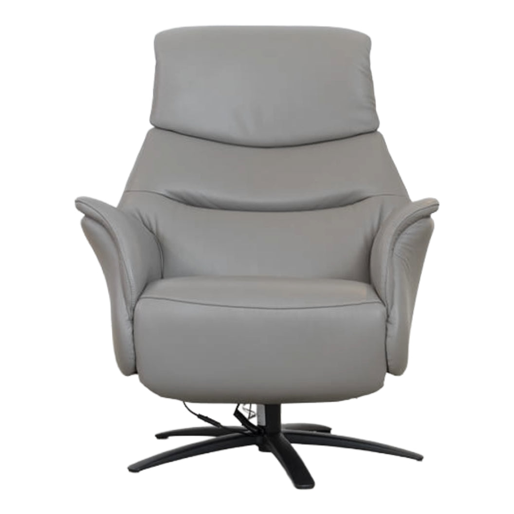 Fauteuil pivotant et inclinable motorisé en cuir gris - Jon