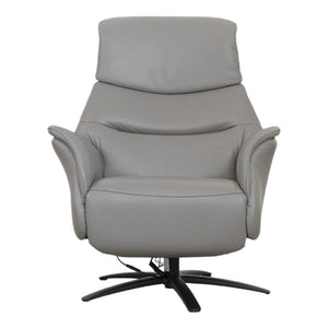 Fauteuil pivotant et inclinable motorisé en cuir gris - Jon