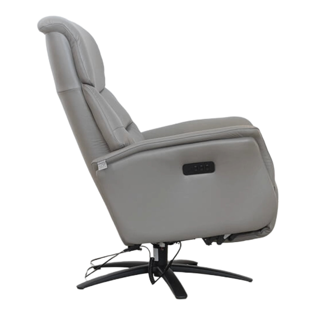 Fauteuil pivotant et inclinable motorisé en cuir gris - Jon