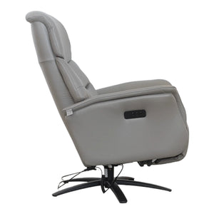 Fauteuil pivotant et inclinable motorisé en cuir gris - Jon