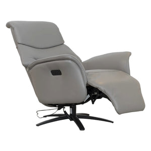 Fauteuil pivotant et inclinable motorisé en cuir gris - Jon