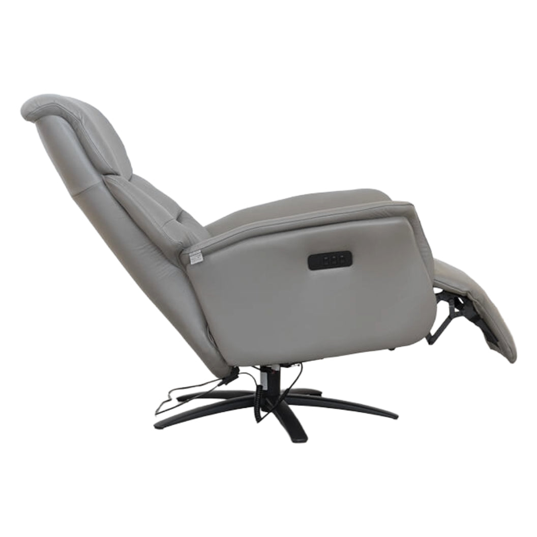 Fauteuil pivotant et inclinable motorisé en cuir gris - Jon