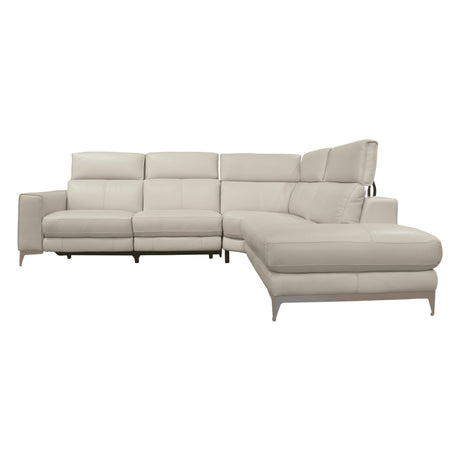 Sectionnel motorisé 3 pièces en cuir gris avec chaise longue