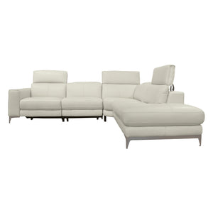 Sectionnel motorisé 3 pièces en cuir gris avec chaise longue
