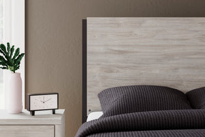 Lit complet Grand en bois gris et métal noir