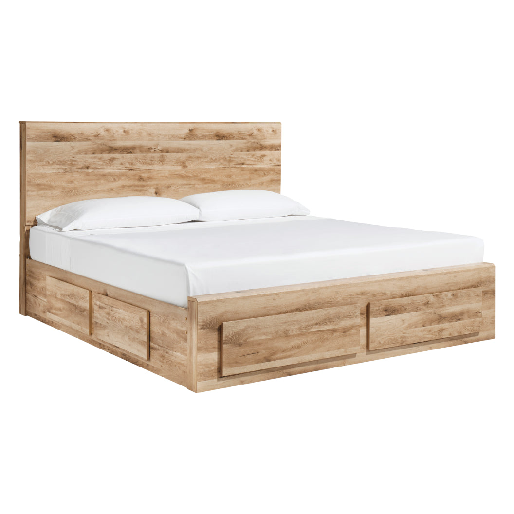 Lit complet en bois/MDF brun clair avec 6 tiroirs Grand / Très grand - Hyanna