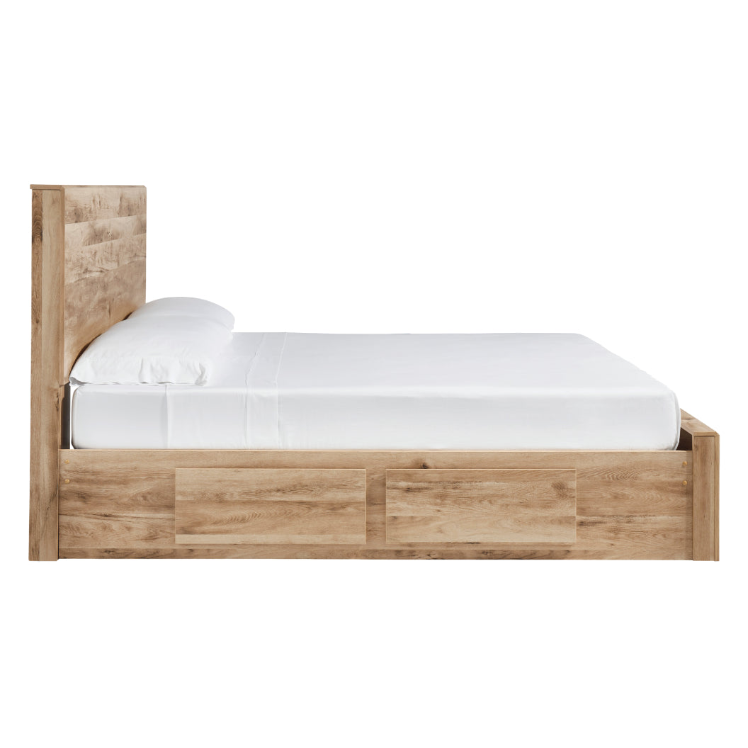 Lit complet en bois/MDF brun clair avec 6 tiroirs Grand / Très grand - Hyanna