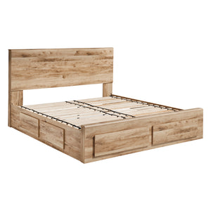 Lit complet en bois/MDF brun clair avec 6 tiroirs Grand / Très grand - Hyanna