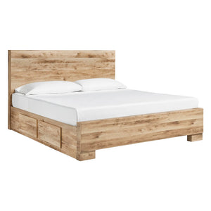 Lit complet en bois/MDF brun clair avec 6 tiroirs Grand / Très grand - Hyanna