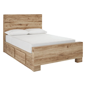 Lit complet en bois/MDF brun clair avec 4 tiroirs Grand / Très grand - Hyanna