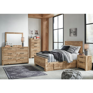 Lit complet en bois/MDF brun clair avec 4 tiroirs Grand / Très grand - Hyanna