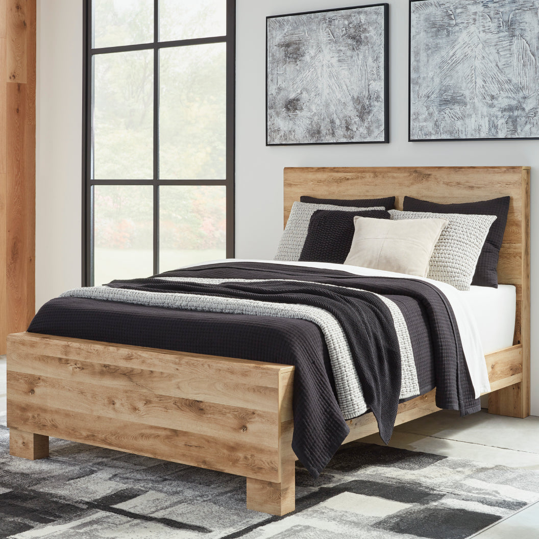 Lit complet en bois/MDF brun clair Simple / Grand / Très grand - Hyanna