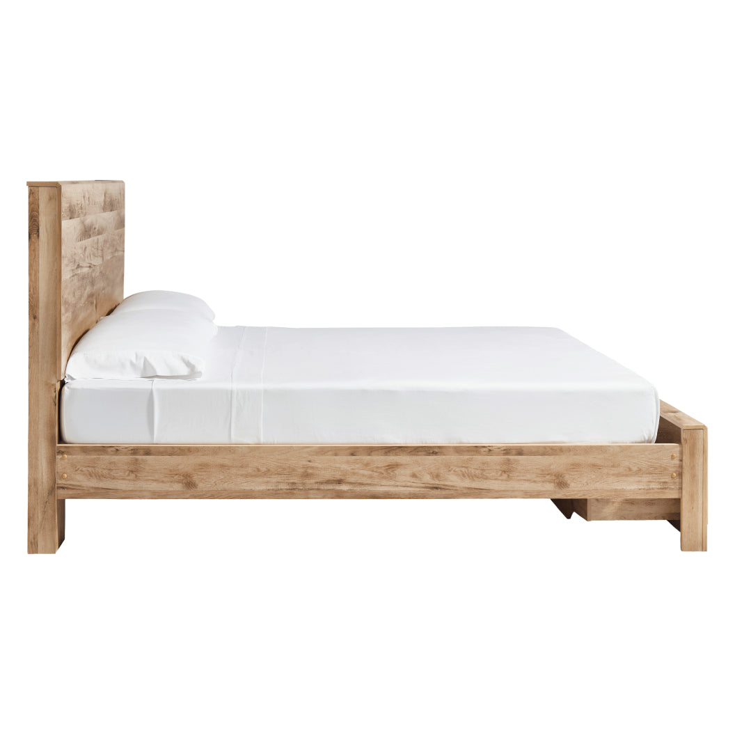 Lit complet en bois/MDF brun clair avec 2 tiroirs Grand / Très grand - Hyanna