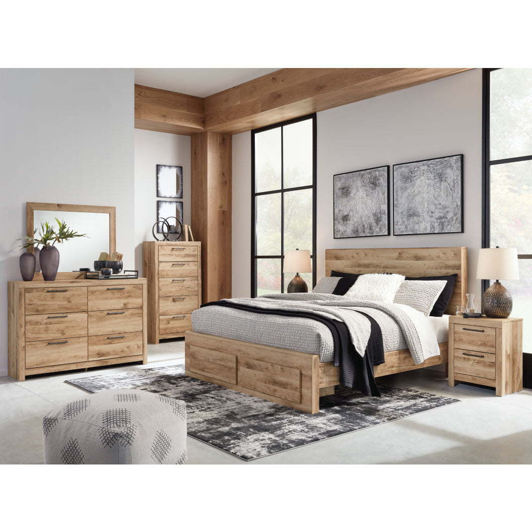 Lit complet en bois/MDF brun clair avec 2 tiroirs Grand / Très grand - Hyanna