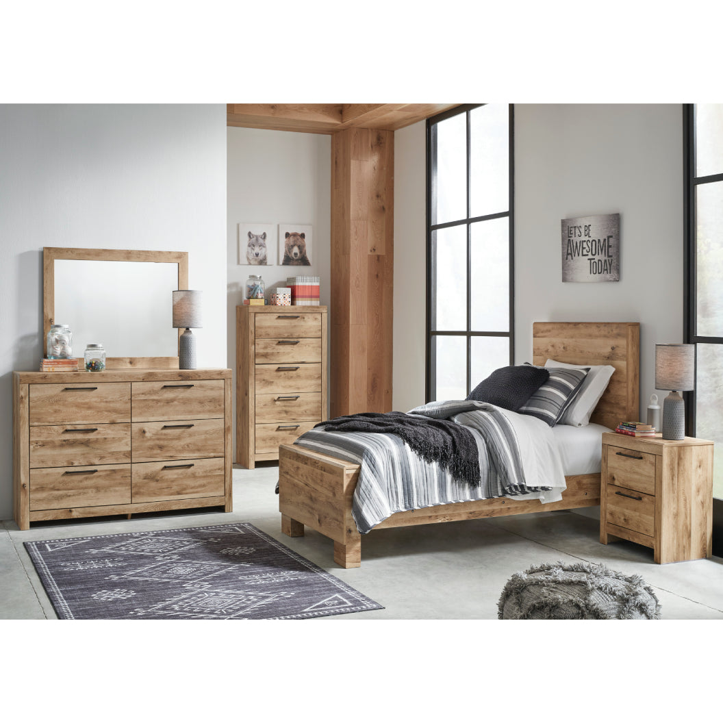 Lit complet en bois/MDF brun clair Simple / Grand / Très grand - Hyanna