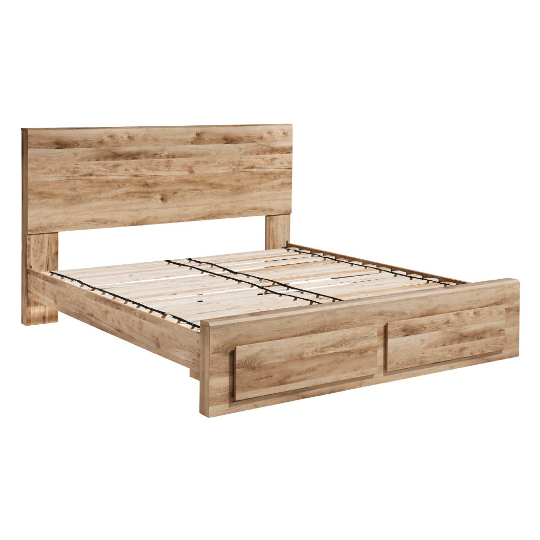 Lit  complet grand en bois brun avec 2 tiroirs - Hyanna