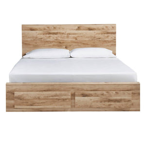 Lit  complet grand en bois brun avec 2 tiroirs - Hyanna