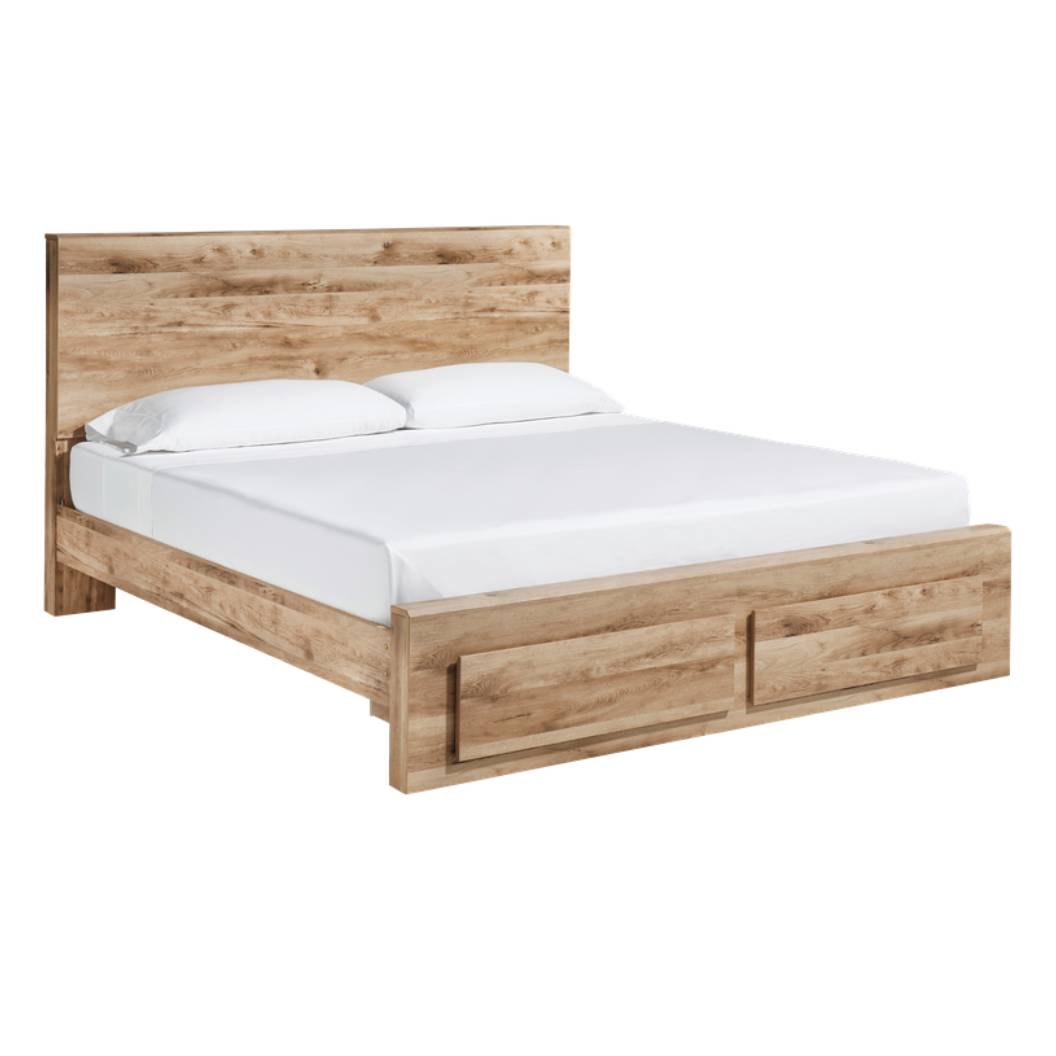 Lit  complet très grand en bois brun avec 2 tiroirs - Hyanna