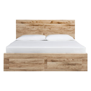 Lit complet en bois et placage brun clair avec 6 tiroirs Hyanna - Grand / Très grand