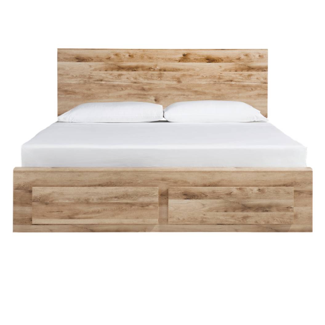 Lit  complet grand en bois brun avec 4 tiroirs - Hyanna