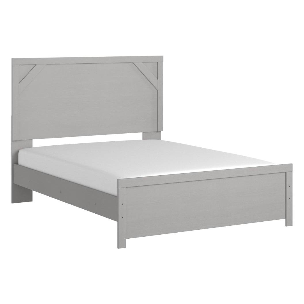 Lit complet Grand en bois gris pâle - Cottenburg