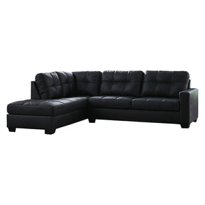 Sectionnel 2 pièces aspect cuir noir avec chaise longue - Barlin Mills