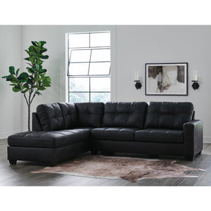 Sectionnel 2 pièces aspect cuir noir avec chaise longue - Barlin Mills