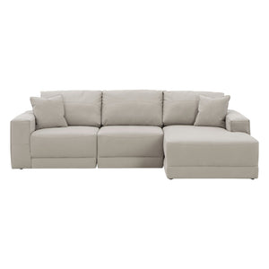 Sofa 3 pièces aspect cuir gris avec chaise longue & coussins - Next-Gen Gaucho