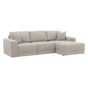 Sofa 3 pièces aspect cuir gris avec chaise longue & coussins - Next-Gen Gaucho