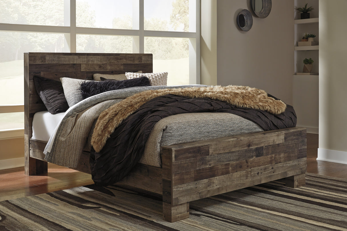 Lit complet Grand en bois et placage multi gris