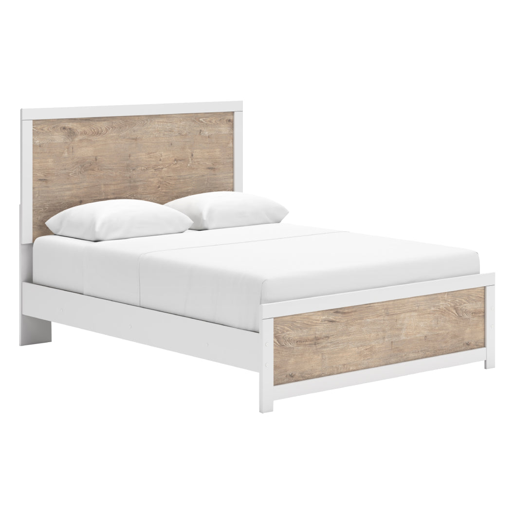 Lit complet Grand en bois et placage bicolore
