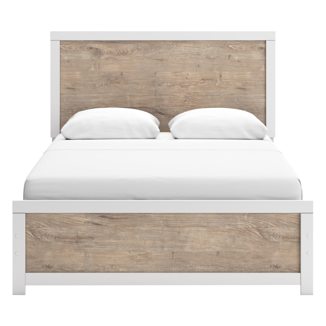 Lit complet Grand en bois et placage bicolore