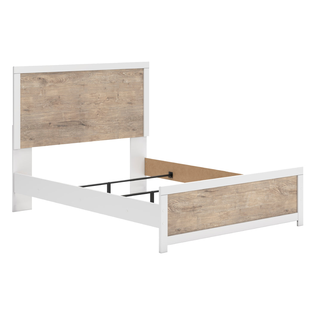 Lit complet Grand en bois et placage bicolore