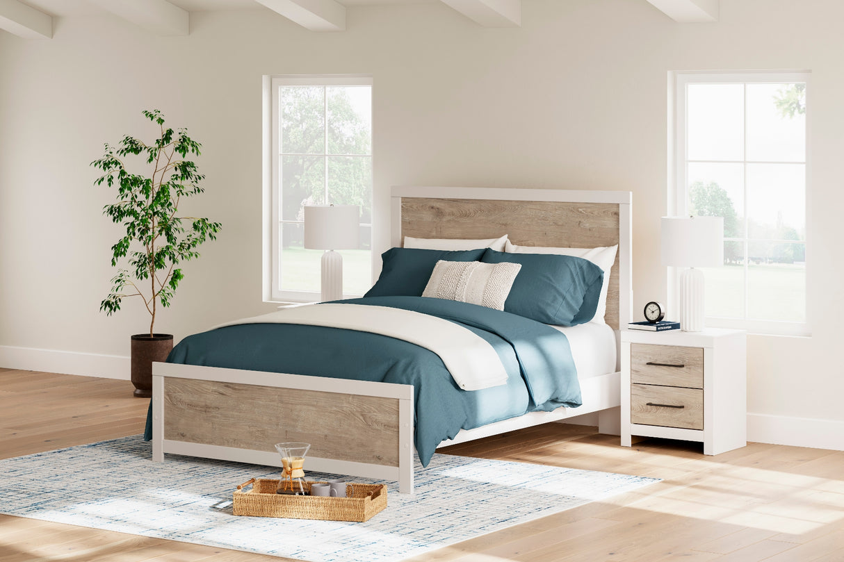Lit complet Grand en bois et placage bicolore