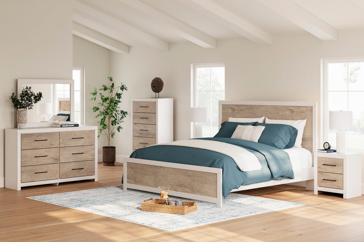 Lit complet Grand en bois et placage bicolore