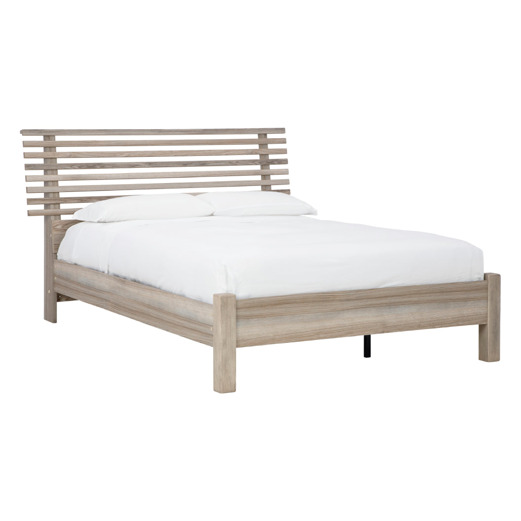 Lit complet Grand en bois et placage fini naturel