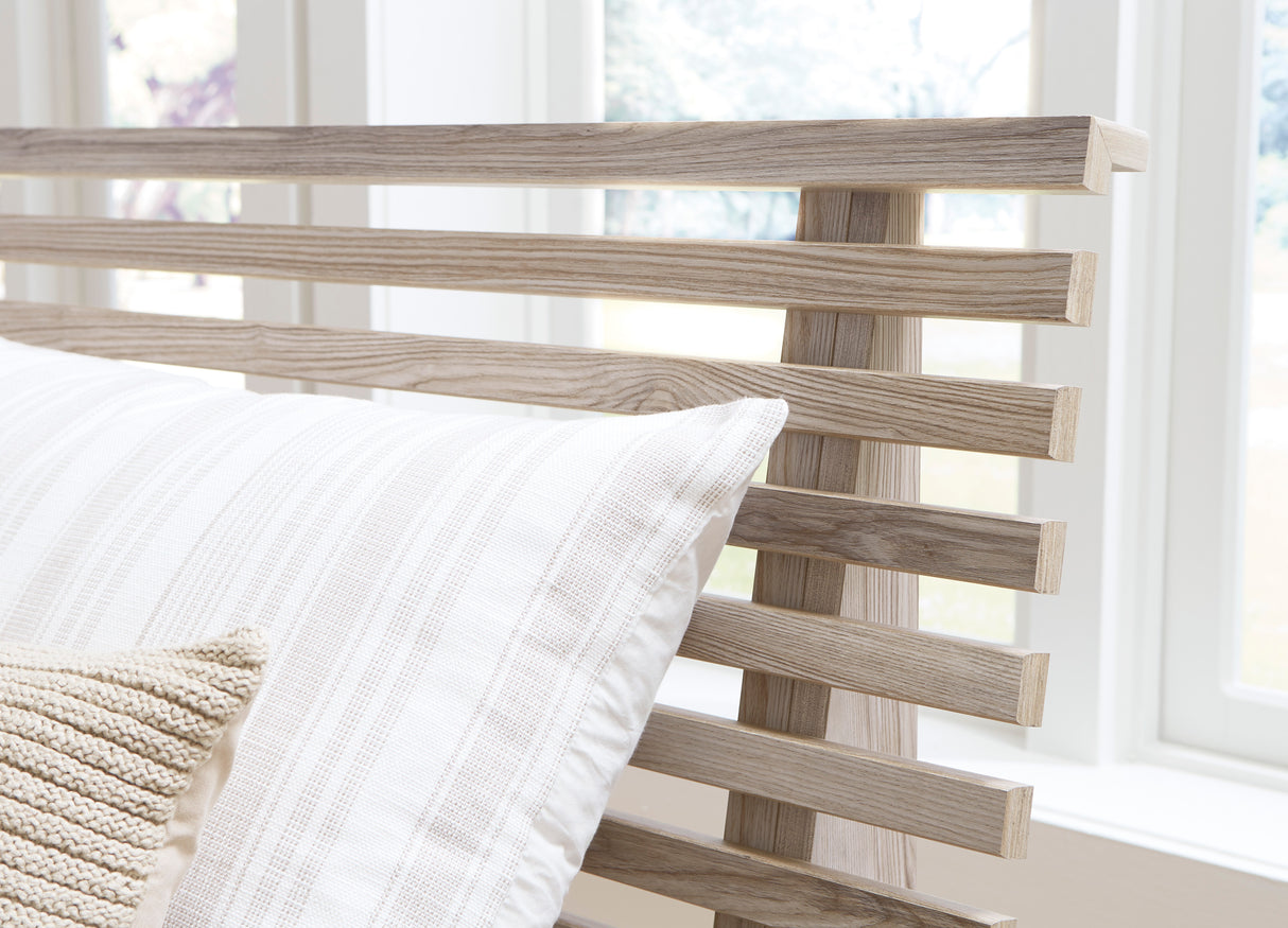 Lit complet Grand en bois et placage fini naturel